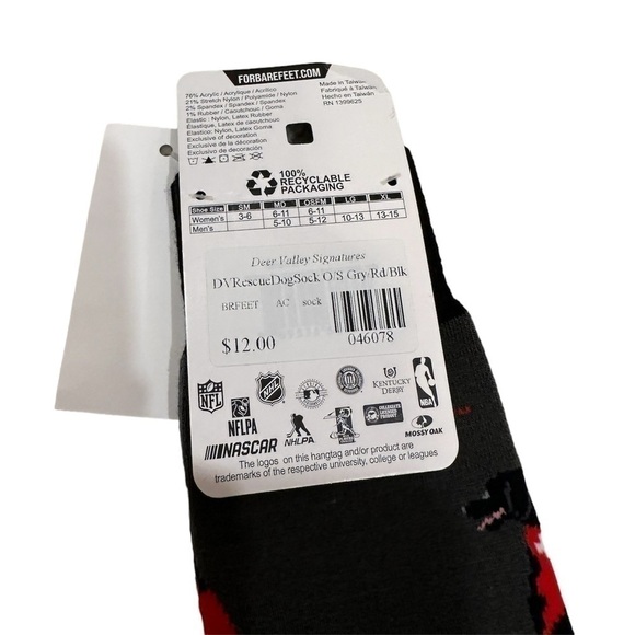 NWT Deer Valley Avalanche Rescue Dogs Tall Socks - Gray and Red - Picture 2 of 7